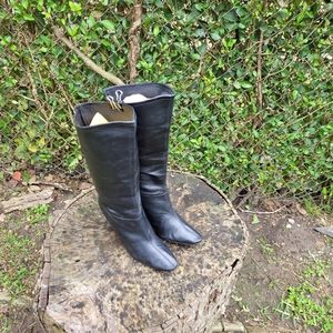 Vintage Women Black Leather Riding Boots By Marc Fisher Size 9M/Women Leather